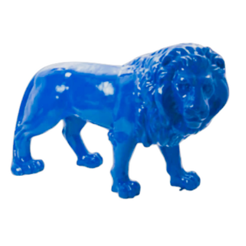 Statue Lion Animaux Resine - 35cm -  Bleu