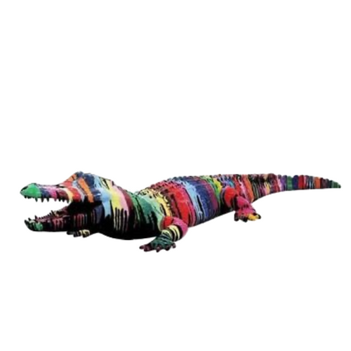 Statue de Crocodile en Résine - 215cm - Noir Multicolore