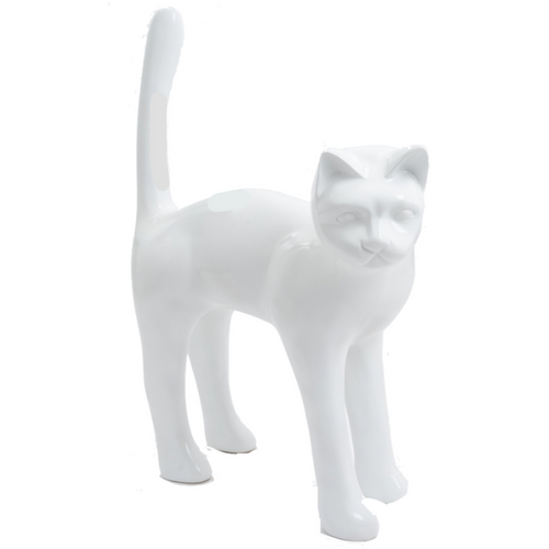 Statue en Résine de Chat Blanc - 105cm - Décoration Animalière