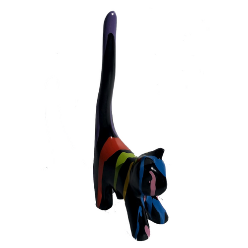 Statue Chat Animaux Resine - 205cm - Multi Coulure Noir