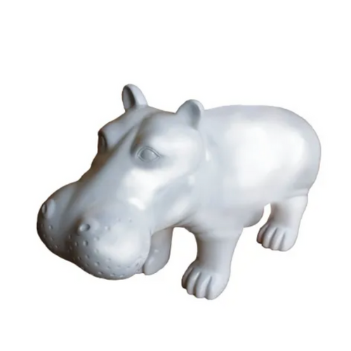 Statue Hippopotame Animaux Resine - 95cm - Blanc