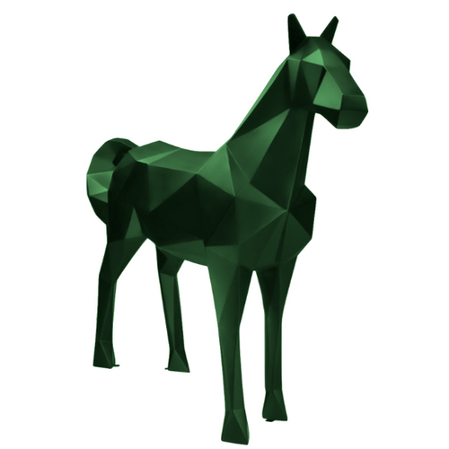 Statue Cheval Origami Animaux Resine - 210cm - Vert