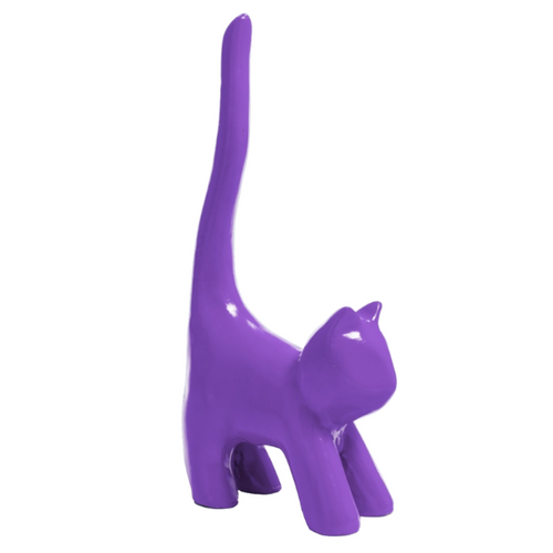 Statue de Chat en Résine - 30 cm - Couleur Violet Éblouissant