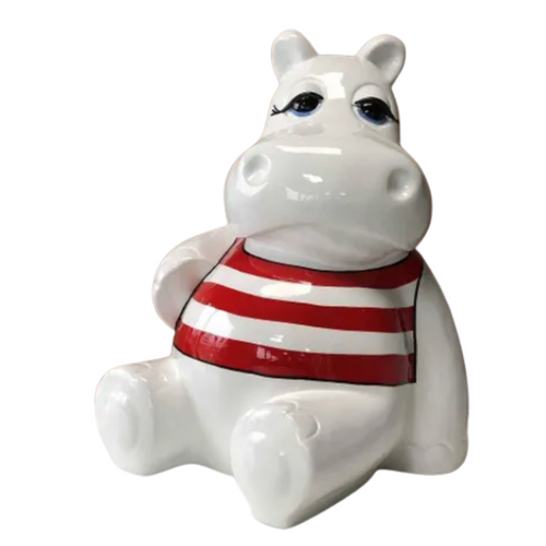 Statue Hippopotame Animaux Resine - 25cm - Marin Rouge