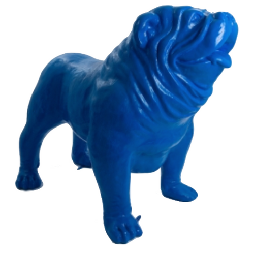 Statue Chien Bouledogue Anglais Animaux Resine - 160cm - Bleu Nuit