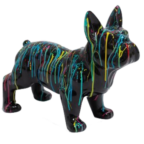 Statue Chien Bouledogue Francais Animaux Resine - 45cm - Graffiti Noir