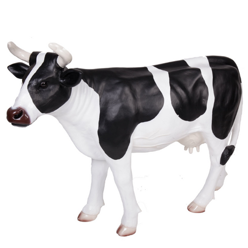 Statue Vache Animaux Resine - 140cm - Tache Noir