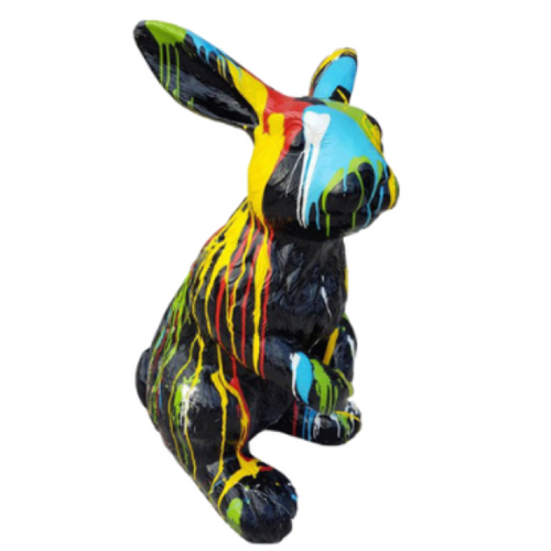 Statue Lapin Animaux Resine - 115cm - Multi Coulure Noir