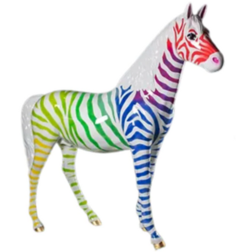 Statue Cheval Animaux Resine - 210cm - Zébrage Multicolor