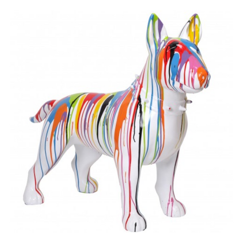 Statue Chien Bull Terrier Animaux Resine - 110cm - Multi Coulure Blanc