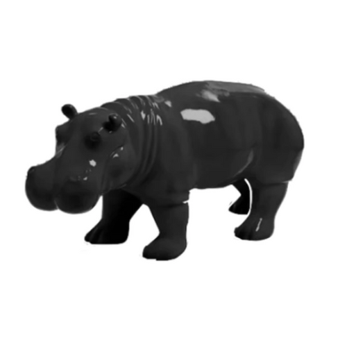 Statue en Résine d'Hippopotame - 95cm - Noire - Décoration Animalière