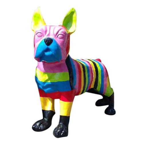 Statue Chien Bouledogue Francais Animaux Resine - 180cm - Berlingot Multi