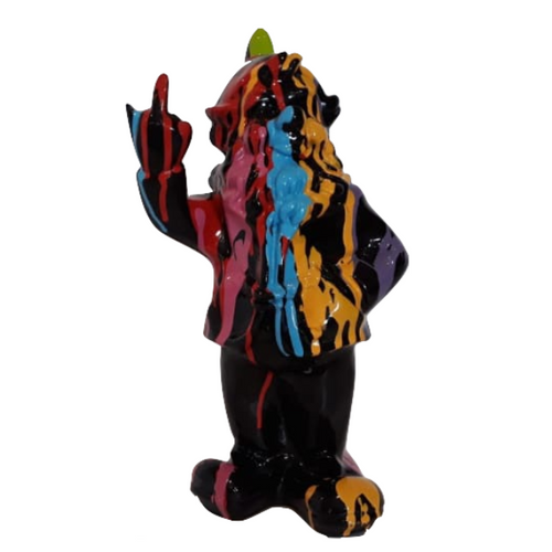 Statue Nain en Résine Artistique - 33cm - Finition Noir Multicolore