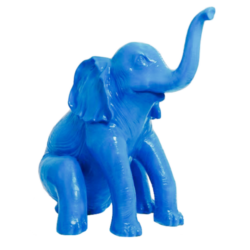 Statue Élégante d'Éléphant en Résine - 140cm - Teinte Bleu Céleste