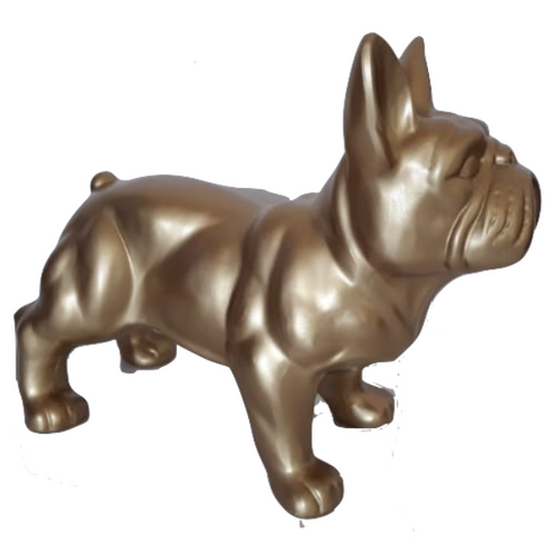 Statue Résine Chien Bouledogue Français - 45cm - Finition Dorée