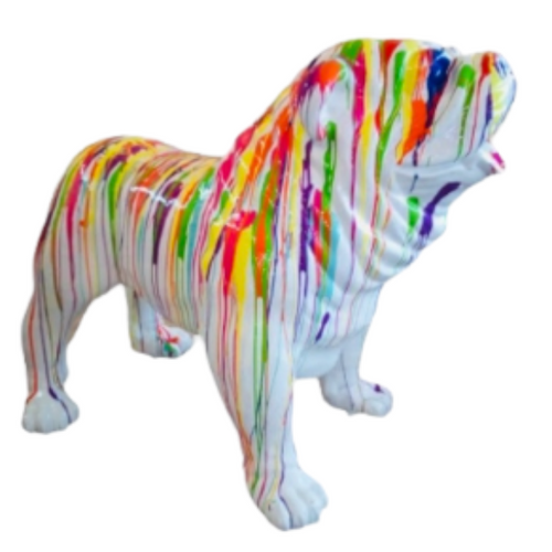 Statue Chien Bouledogue Anglais Animaux Resine - 160cm - Multi Coulure Blanc