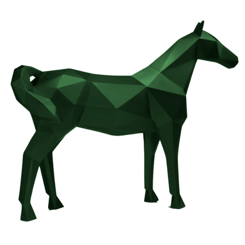 Statue Cheval Origami Animaux Resine - 210cm - Vert