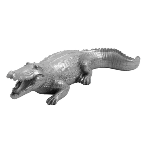 Statue Crocodile Animaux Resine - 40cm - Argenté