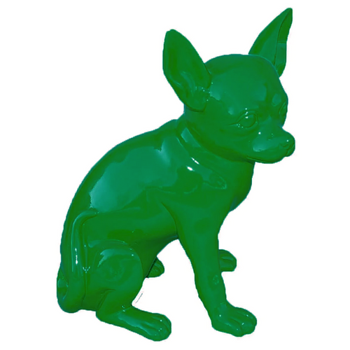 Statue Décorative en Résine de Chien Chihuahua - 40cm - Vert Exotique