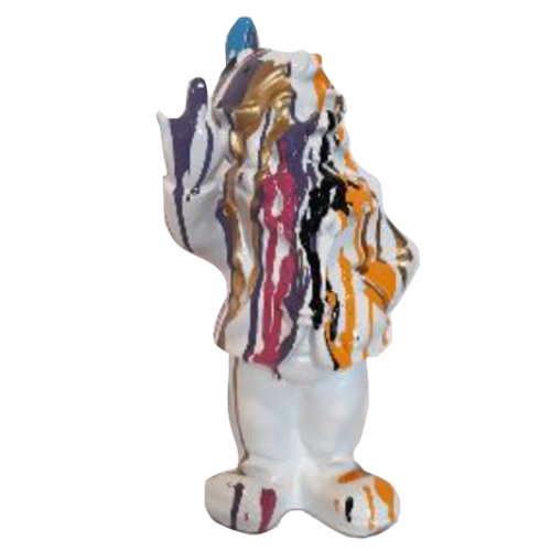 Statue Décorative en Résine de Nain - 33 cm - Finition Multicolore Blanche