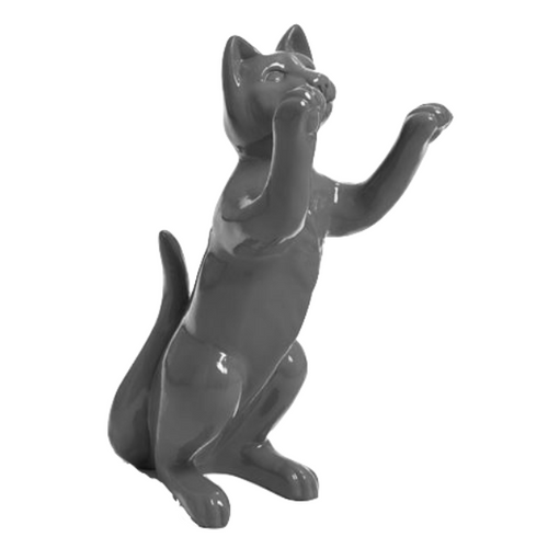 Statue de Chat en Résine - 55 cm - Couleur Gris Élégant