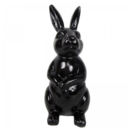 Statue de Lapin en Résine - 35 cm - Noir Élégant