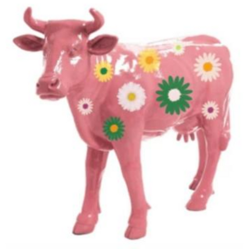 Statue Vache Animaux Resine - 140cm - Rose Fleuri