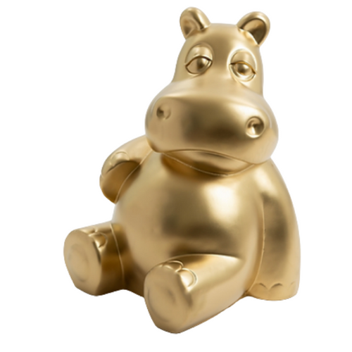 Statue Hippopotame Animaux Resine - 100cm - Doré