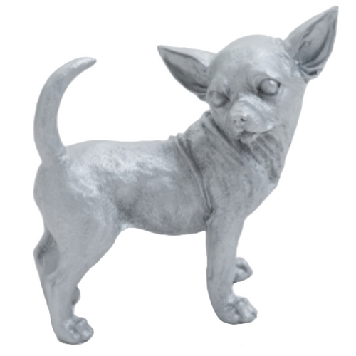 Statue Chien Chihuahua Animaux Resine - 30cm - Argenté