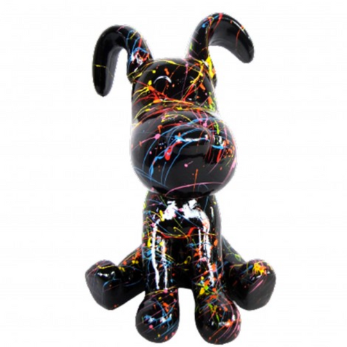 Statue Chien Snoopy Animaux Resine - 30cm - Graffiti Noir