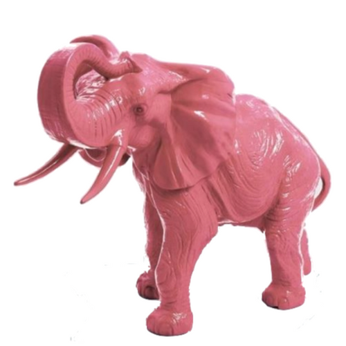 Statue d'Éléphant en Résine - 90 cm - Couleur Rose Pâle