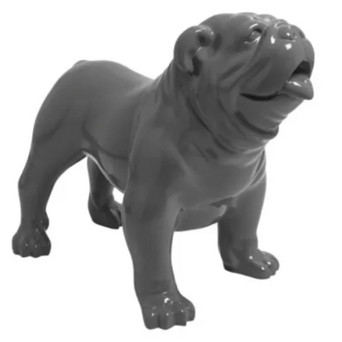 Statue en Résine de Bouledogue Anglais - 60 cm - Couleur Gris Élégant