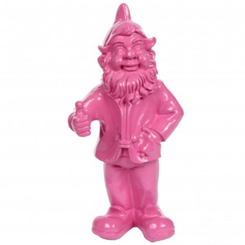 Statue de Nain en Résine - 30 cm - Couleur Rose Pâle