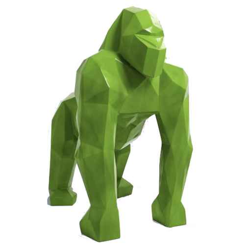 Statue de Gorille en Résine Origami - 40 cm - Vert Pomme