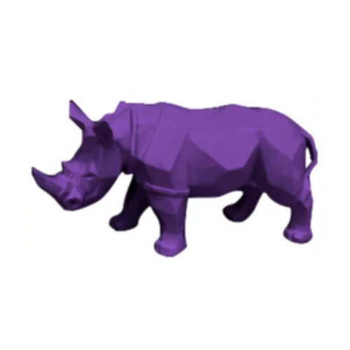 Statue Rhinoceros Animaux Resine - 35cm - Violet