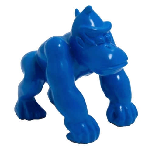 Statue Gorille Poing Animaux Resine - 40cm - Bleu