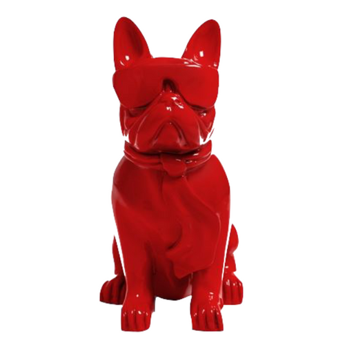 Statue Résine Bouledogue Français - Élégance Rouge 35cm