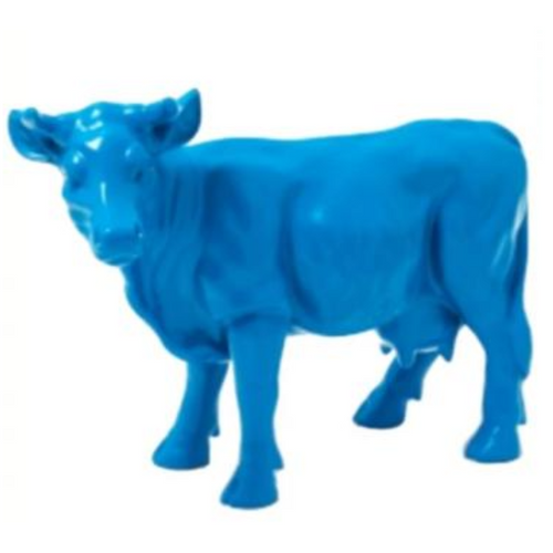 Statue Vache Animaux Resine - 50cm - Bleu Ciel