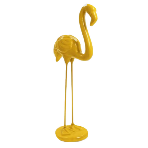 Statue Décorative Flamant Rose en Résine - 110 cm - Jaune