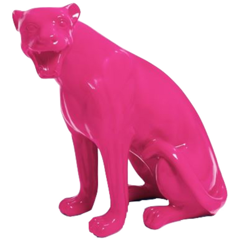 Statue de Panthère en Résine - 75cm - Fuchsia Éclatant