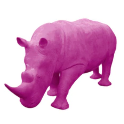 Statue Rhinoceros Animaux Resine - 380cm - Rose Fushia