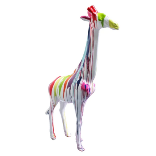 Statue de Girafe en Résine - 210 cm - Finition Multicolore Blanc