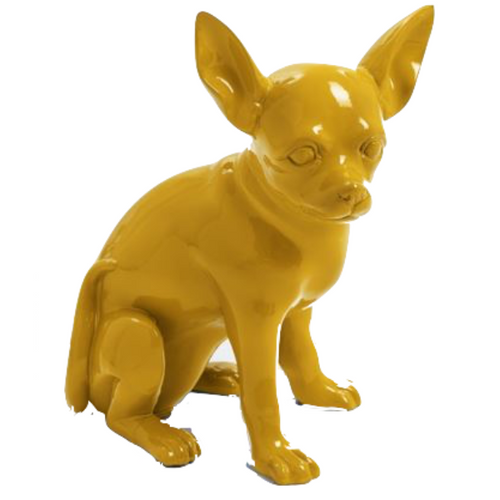 Statue Chien Chihuahua Animaux Resine - 40cm - Jaune