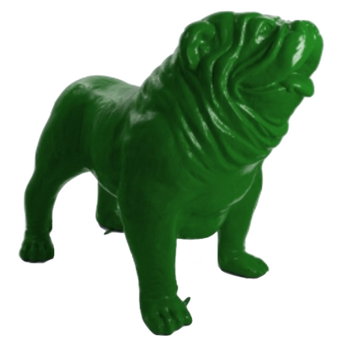 Statue Chien Bouledogue Anglais Animaux Resine - 160cm - Vert