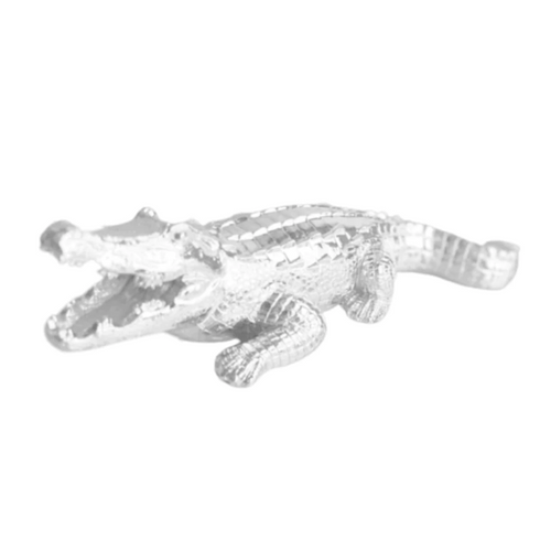 Statue Décorative de Crocodile en Résine - 30cm - Couleur Blanc