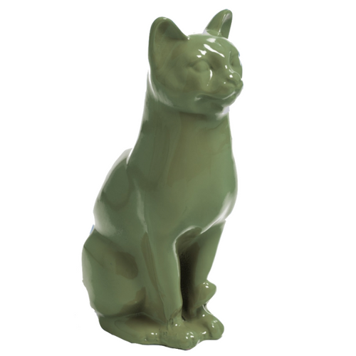 Statue Chat Animaux Resine - 40cm - Vert Kaki