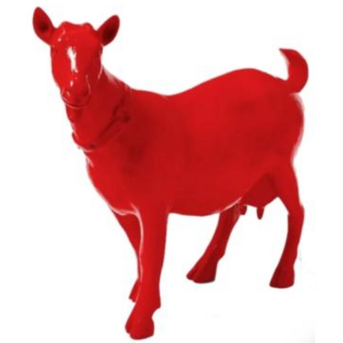 Statue Résine Chevre Majestueuse - 60cm - Rouge Artisanale