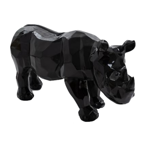 Statue Rhinoceros Origami Animaux Resine - 100cm - Noir