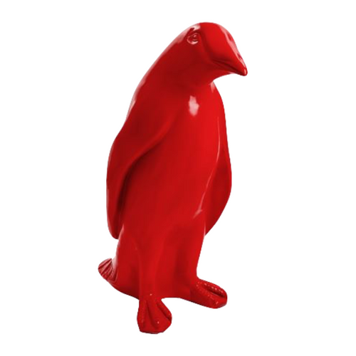 Statue de Pingouin en Résine - 120cm - Couleur Rouge Éclatante