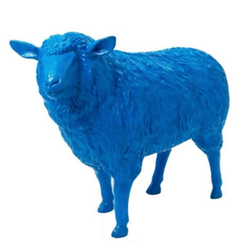 Statue de Mouton en Résine - 110 cm - Couleur Bleu Éclatant